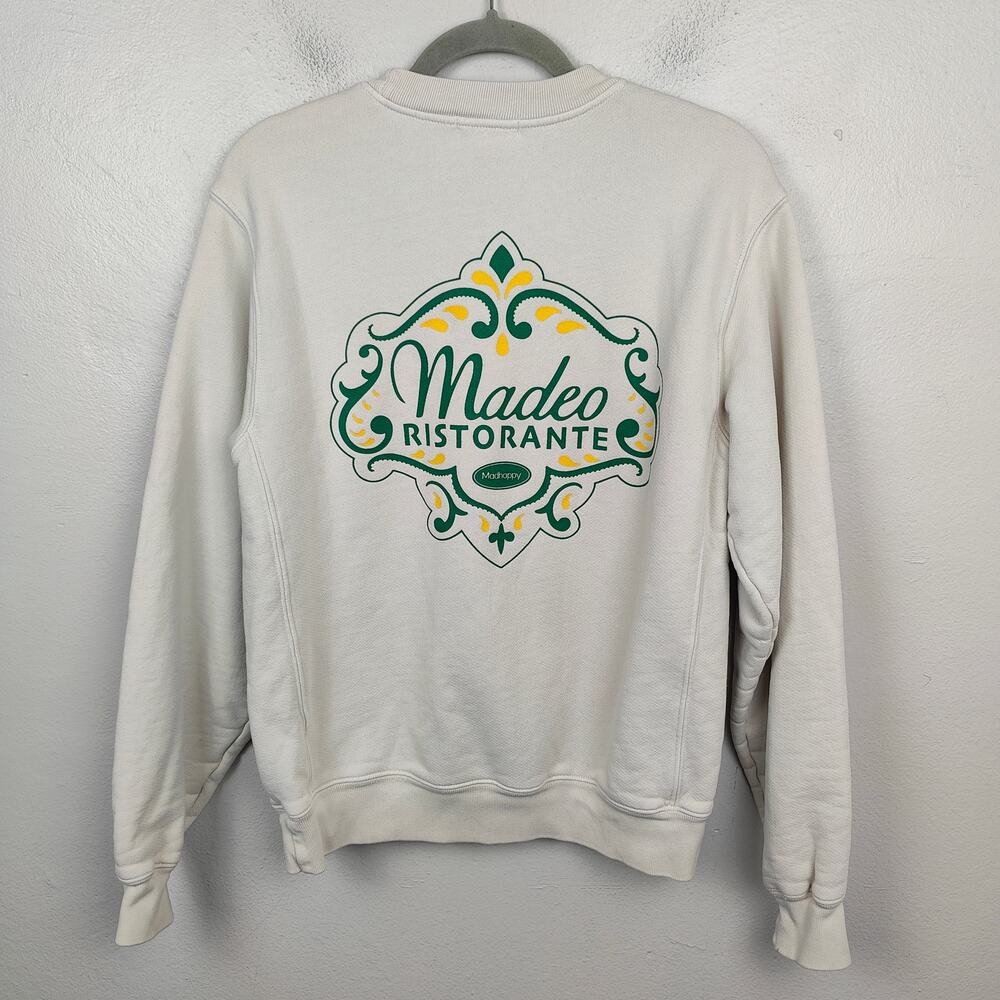 Madhappy Madeo Ristorante Sweatshirt Size XS White Green Cotton Pullover